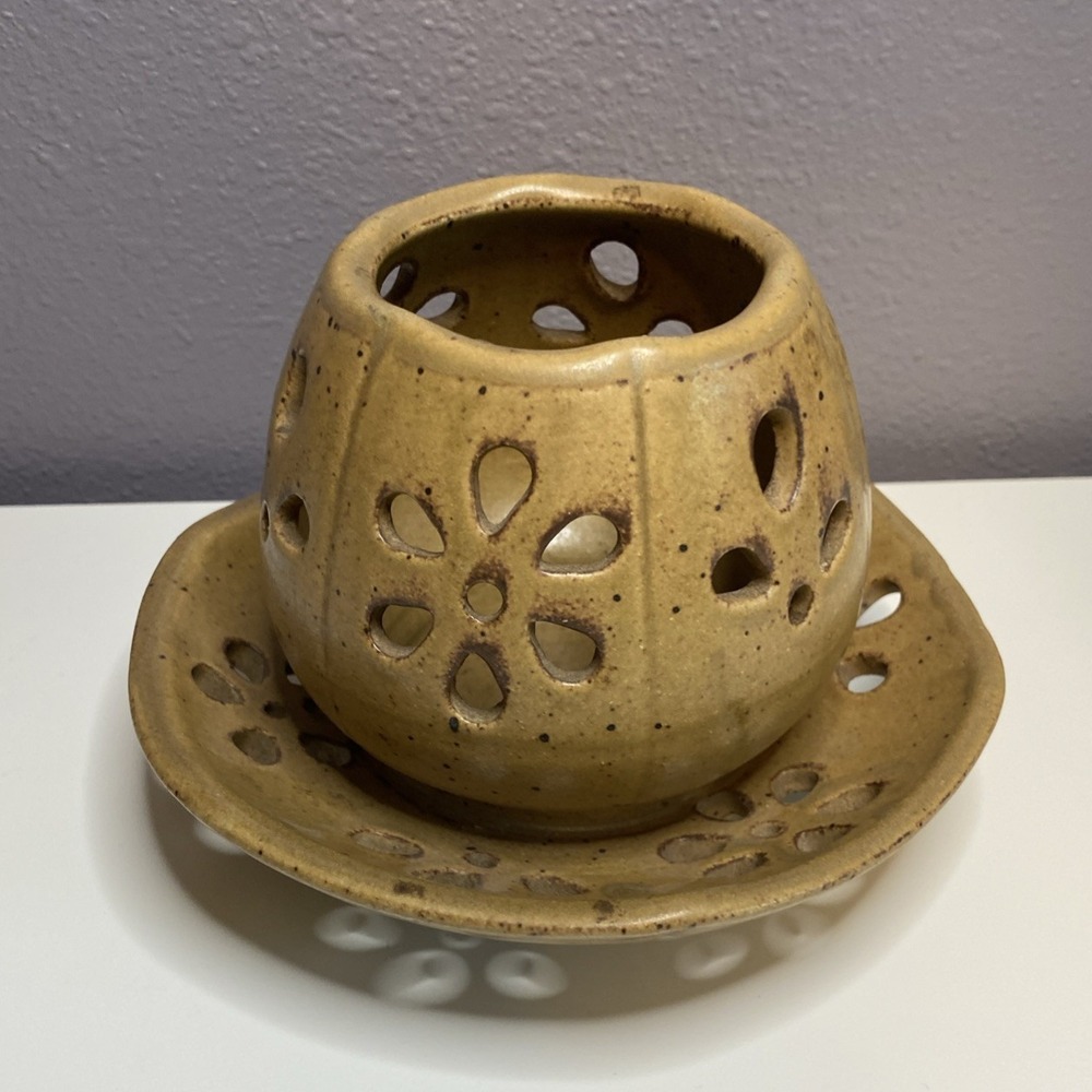 VTG Lenox Candles Speckle Stoneware Luminary Votive Candle Holder